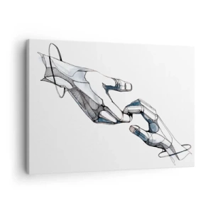 Schilderen op canvas - Artistieke weergave van een hand in een minimalistische en geometrische vorm - 70x50cm - Een goed gebaar - Moderne wanddecoratie voor woonkamer en slaapkamer ARTTOR
