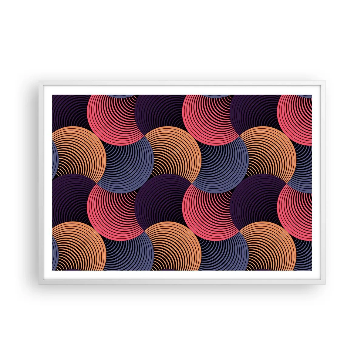 Poster in een witte lijst - In een cirkelvormig ritme - 100x70 cm