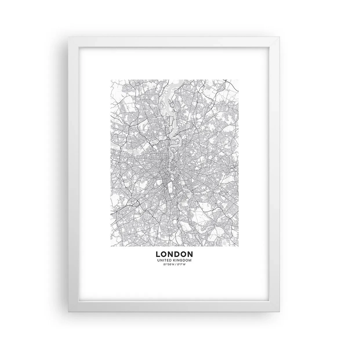 Poster in een witte lijst - Kaart van het doolhof van Londen - 30x40 cm