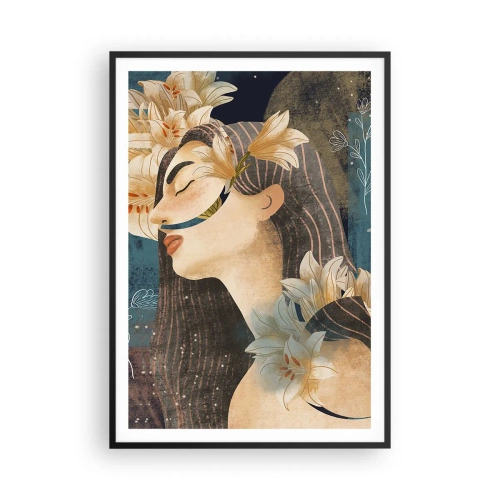Poster in een zwarte lijst - Een sprookje over een prinses met lelies - 70x100 cm