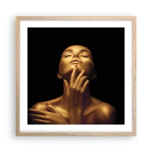 Een poster in een licht eiken lijst - Als gouden zijde - 50x50 cm