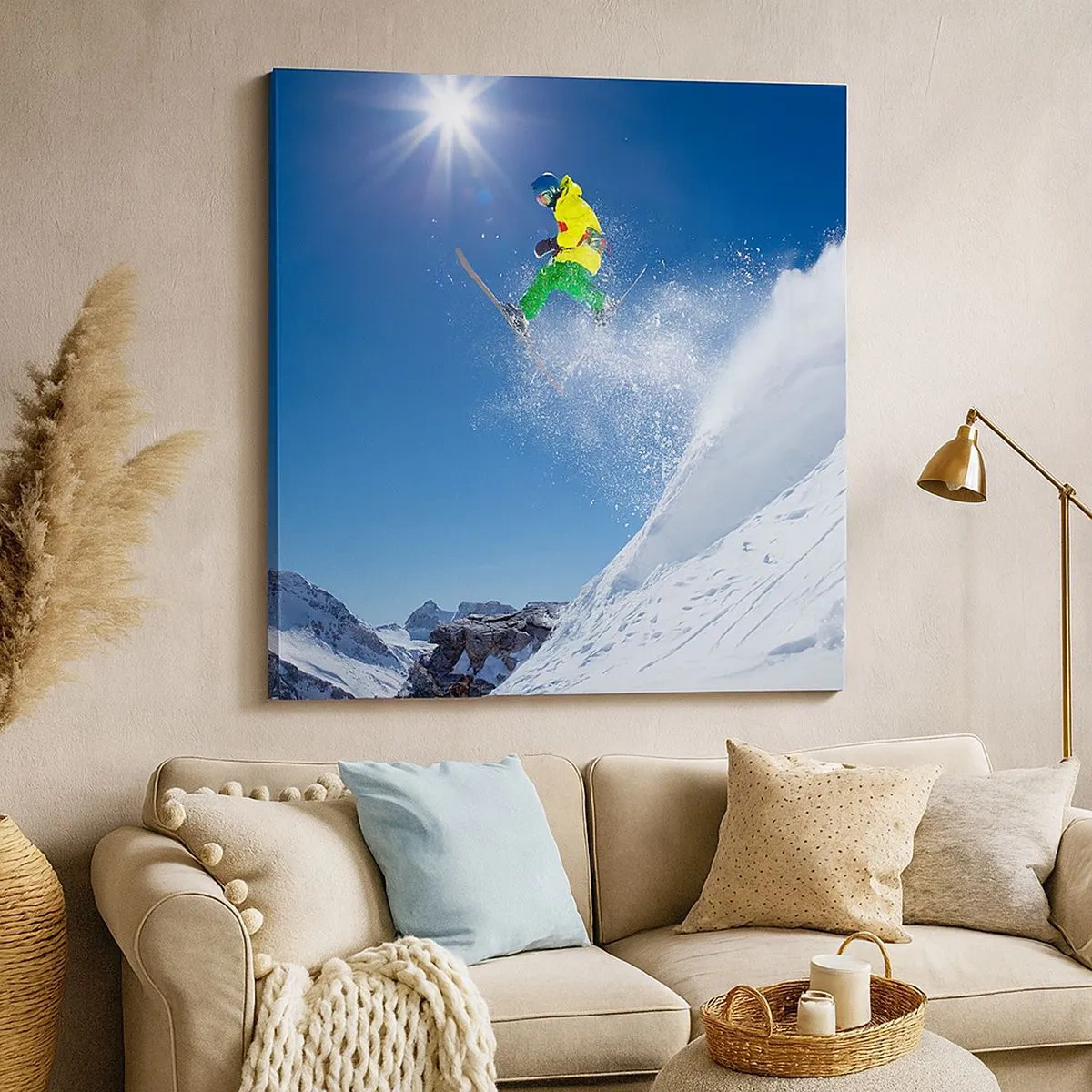 Schilderen op canvas - Dansend met de bergen - 30x30 cm