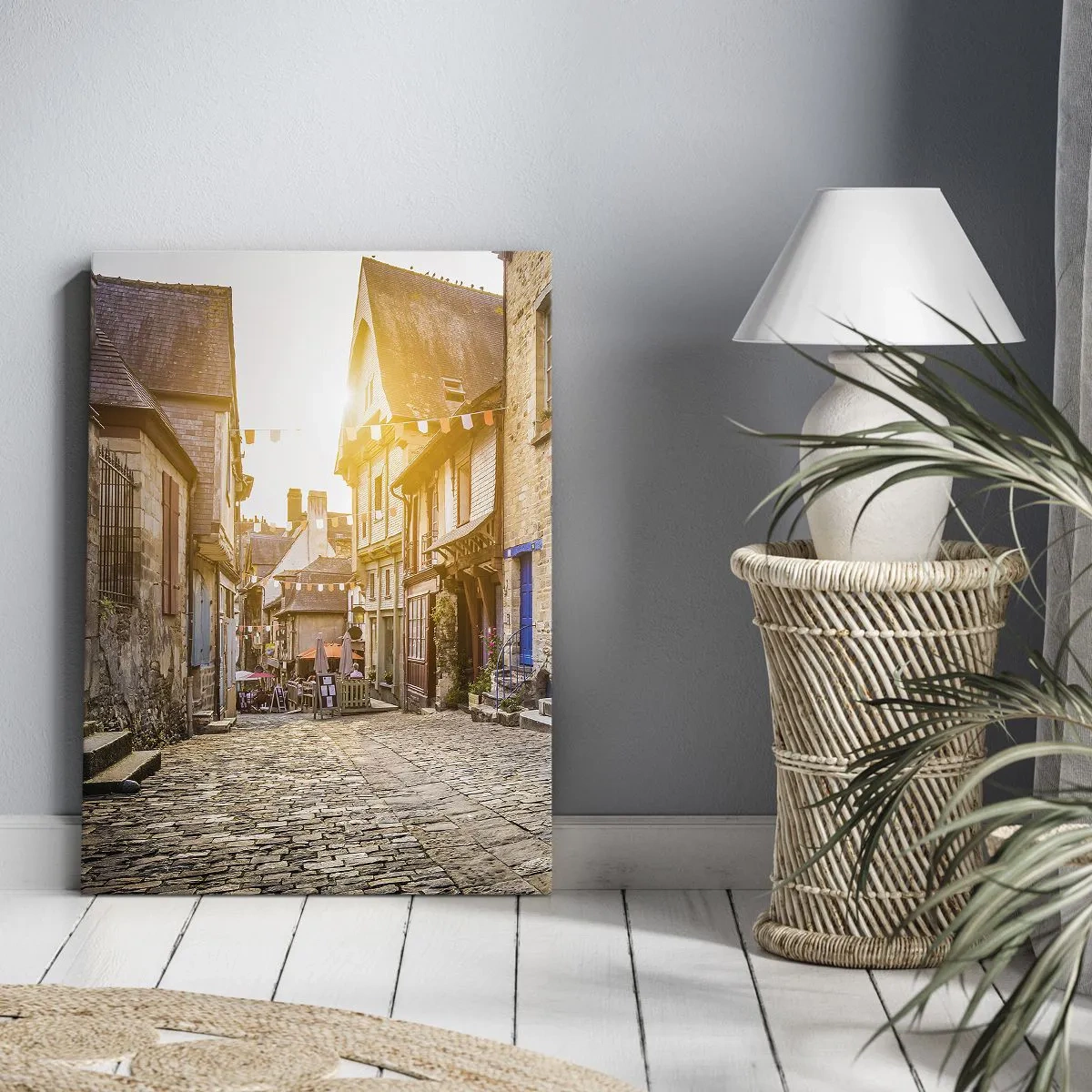 Schilderen op canvas - De witte geest van het stadje - 45x80 cm