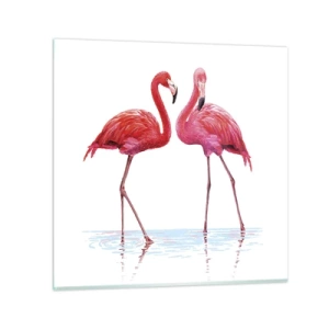 Schilderen op glas - Roze randez-vous - 60x60 cm