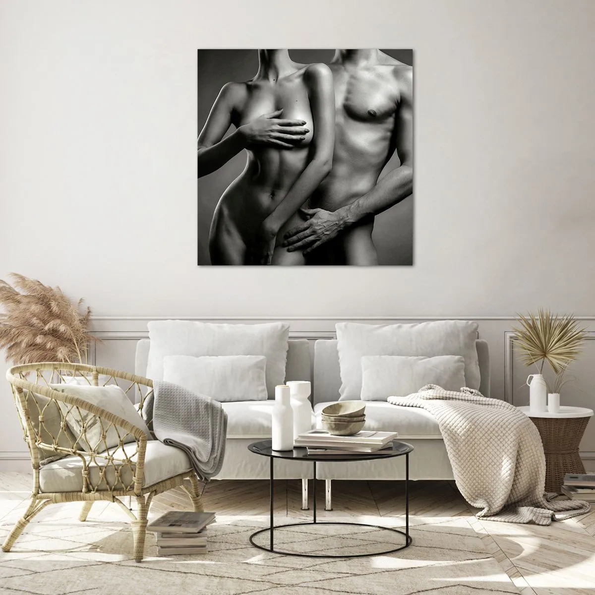 Schilderen op glas - Adam en Eva - 50x50 cm