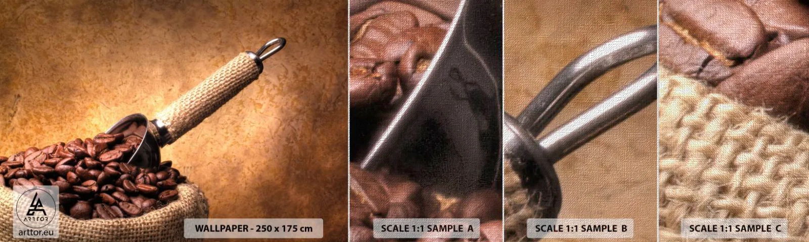 Fotobehang Monster Premium Canvas - Aan de bron van de smaak - Gastronomie, Koffie, Aroma - 100x30 cm