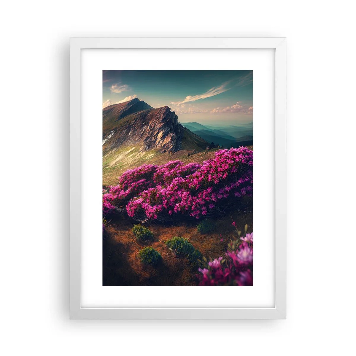 Poster in een witte lijst - Zomer in de bergen - 30x40 cm