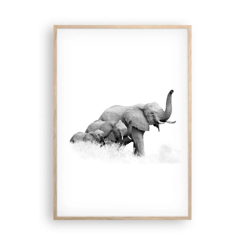 Een poster in een licht eiken lijst - Een twee drie - 70x100 cm