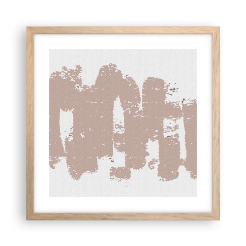 Een poster in een licht eiken lijst - Abstractie in zachtroze - 40x40 cm