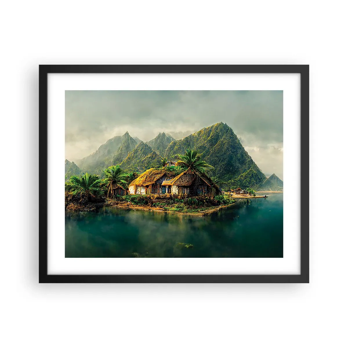 Poster in een zwarte lijst - Tropisch paradijs - 50x40 cm