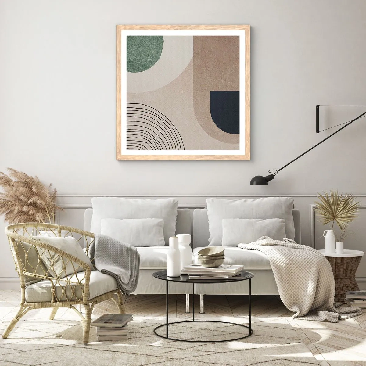 Een poster in een licht eiken lijst - De zachtheid van het ovaal - 50x50 cm