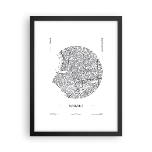 Poster in een zwarte lijst - Anatomie van Marseille - 30x40 cm