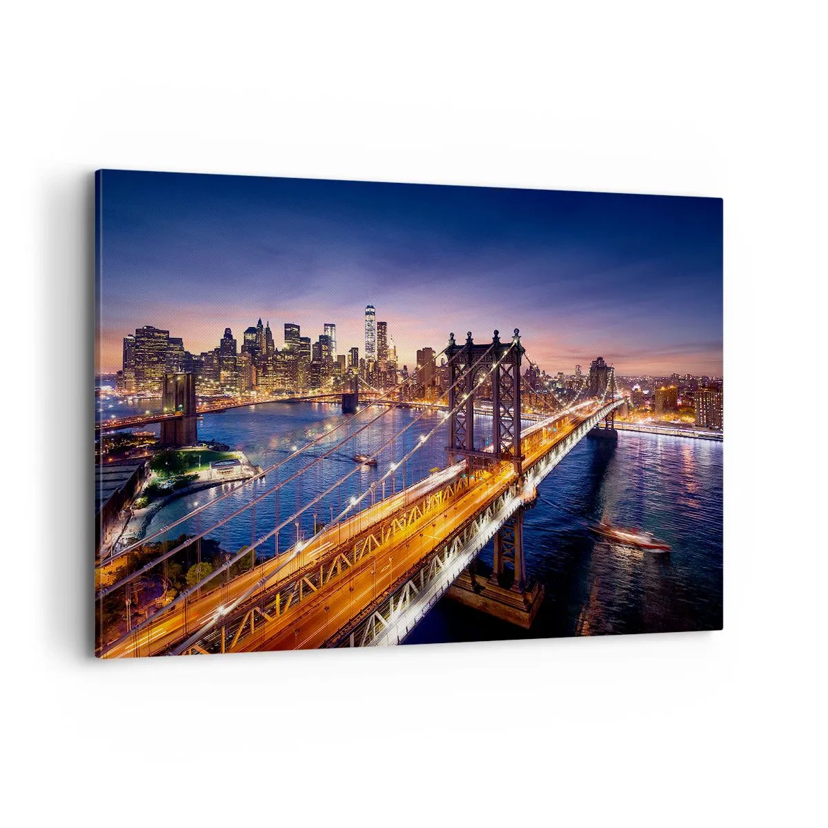 Schilderen op canvas - Een stralende brug naar het hart van de stad - 100x70 cm
