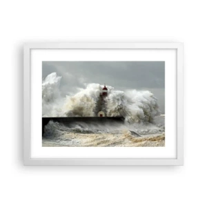 Poster in een witte lijst - De woede van de oceaan - 40x30 cm