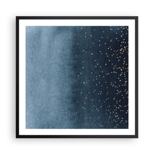 Poster in een zwarte lijst - Samenstelling - blauwe fasen - 60x60 cm
