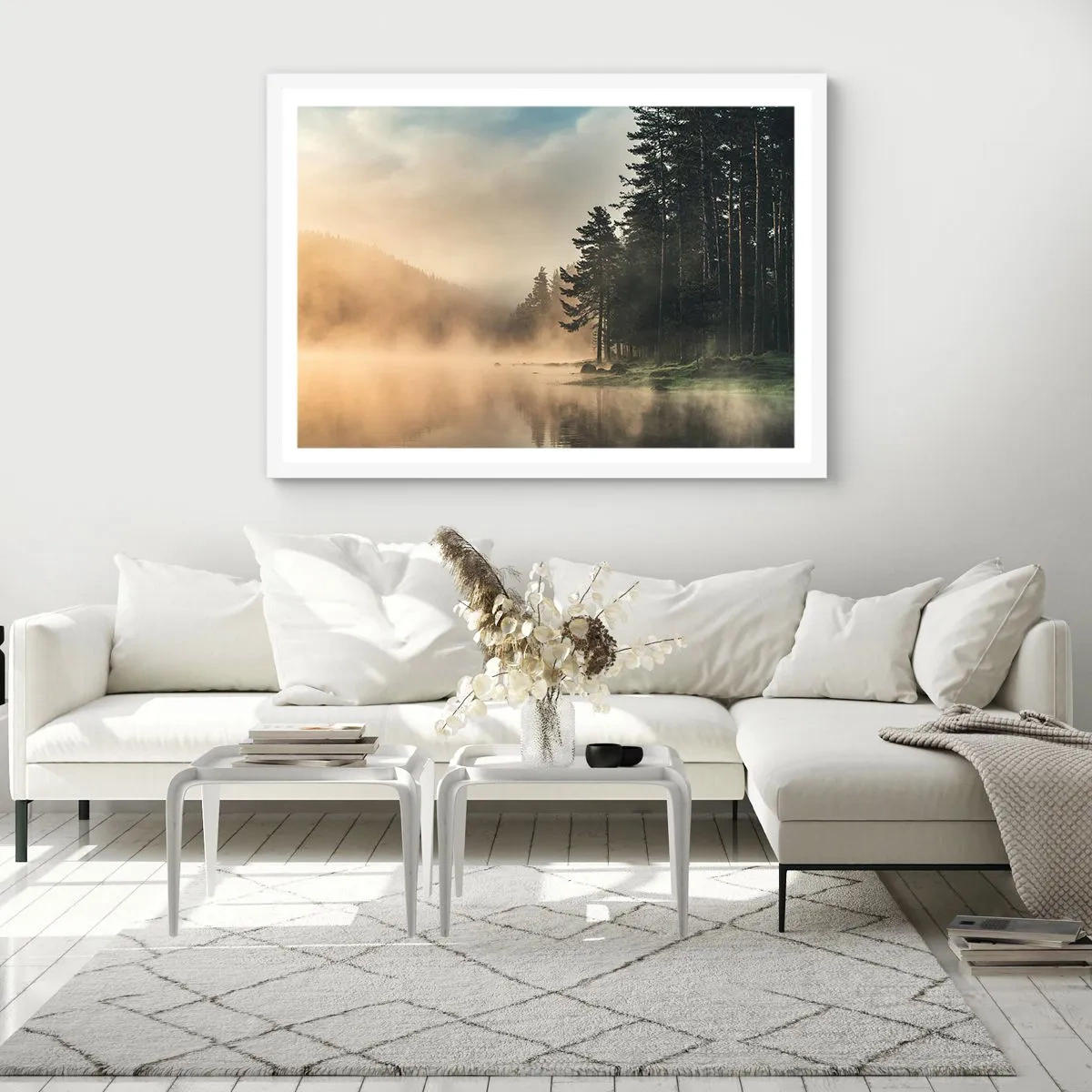 Poster in een witte lijst - De geboorte van de dag - 91x61 cm