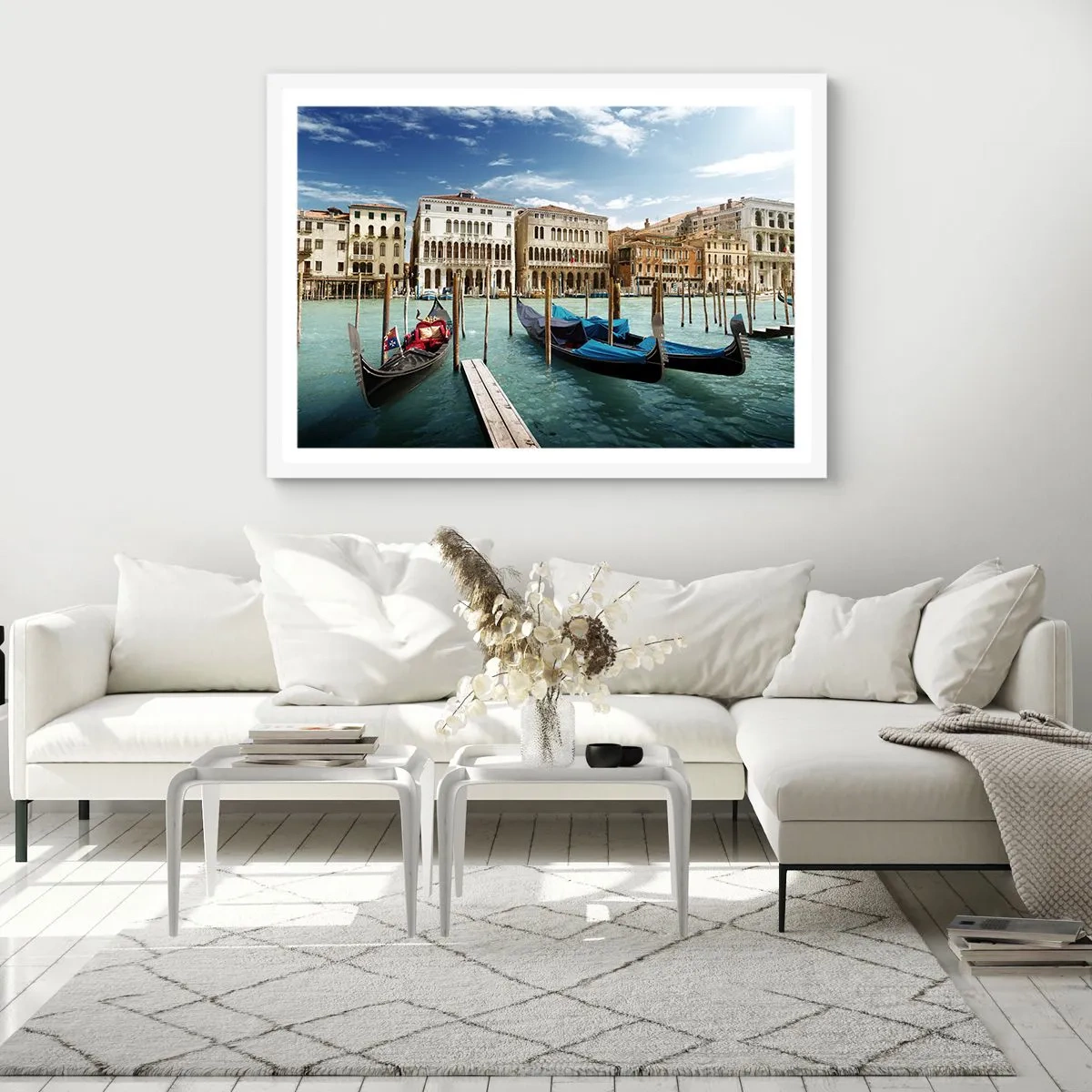 Poster in een witte lijst - Paleizen in het blauw - 50x40 cm
