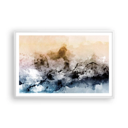 Poster in een witte lijst - Verdronken in een wolk van mist - 91x61 cm