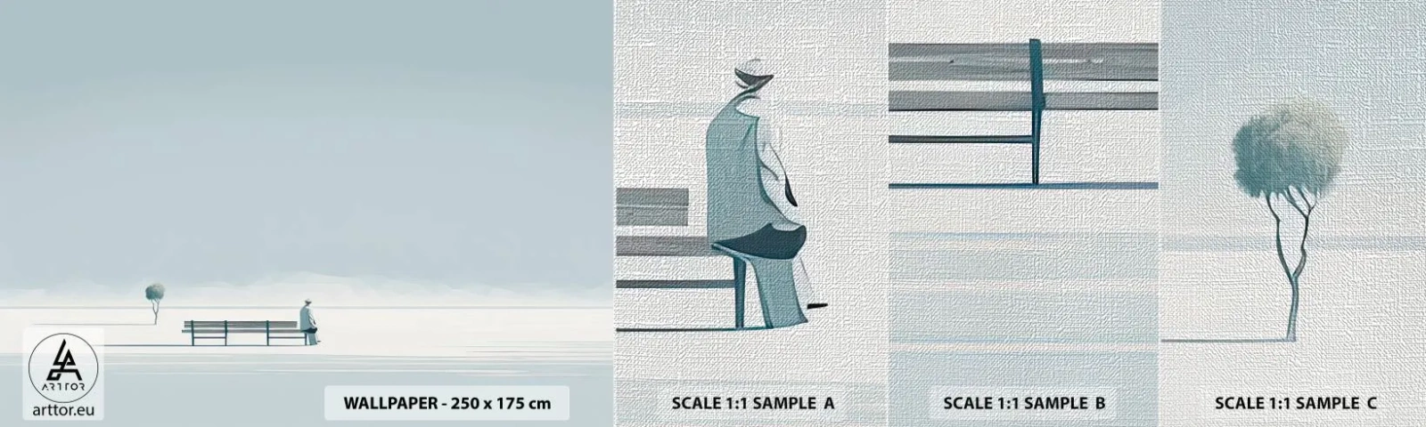 Fotobehang Monster Premium Canvas - Ja, ik wacht. - Minimalistisch, Alleen, Man - 100x30 cm