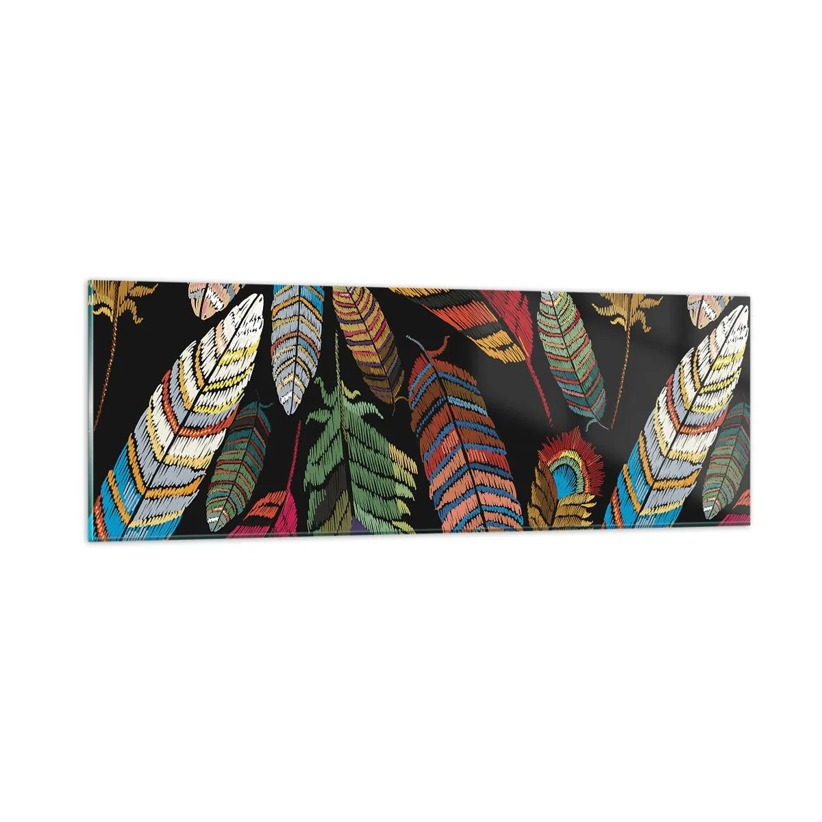 Schilderen op glas - Het vogelcarnaval - 90x30 cm