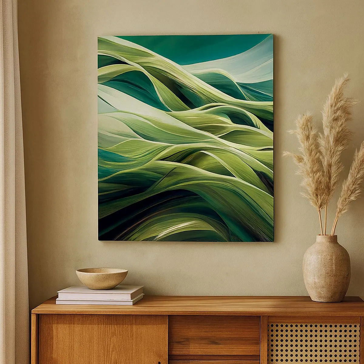 Schilderen op canvas - Abstract groen spel - 30x30 cm