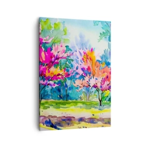 Schilderen op canvas - Regenboogtuin in het lentelicht - 50x70 cm
