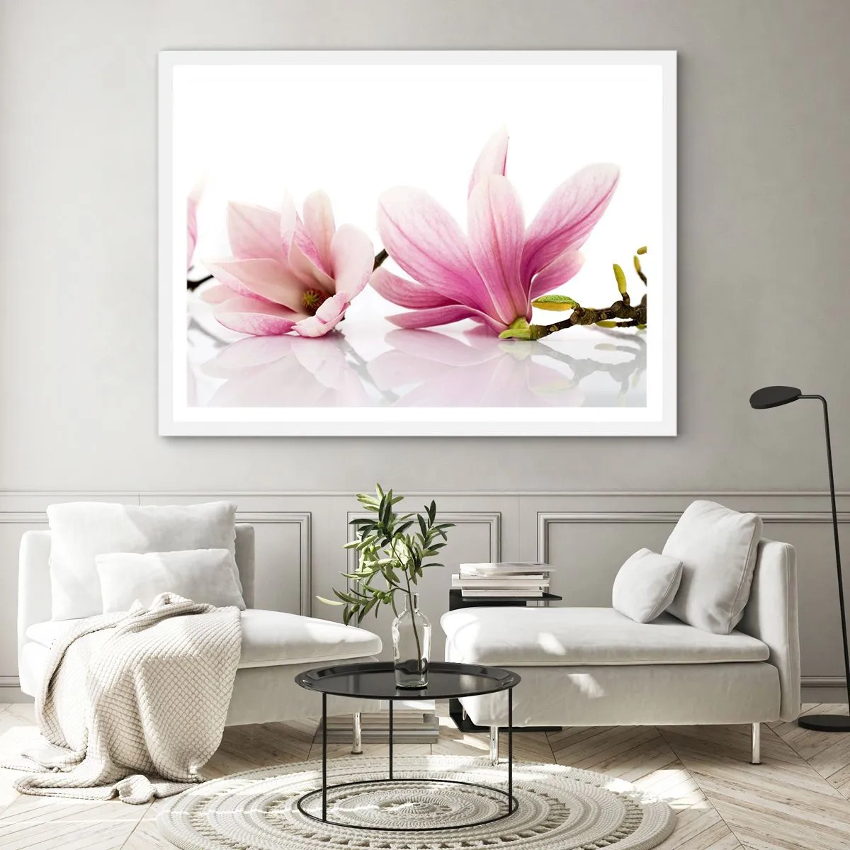 Poster in een witte lijst - Delicaat als een lentebriesje - 91x61 cm