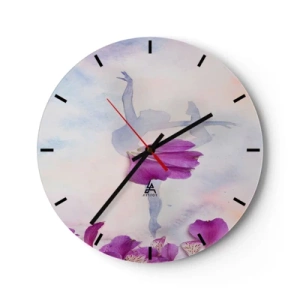 Wandklok - Klok - Silhouet van een ballerina met bloemen in pastelkleuren - 30x30cm - Delicaat als een bloem - Moderne wanddecoratie voor woonkamer, keuken en slaapkamer ARTTOR
