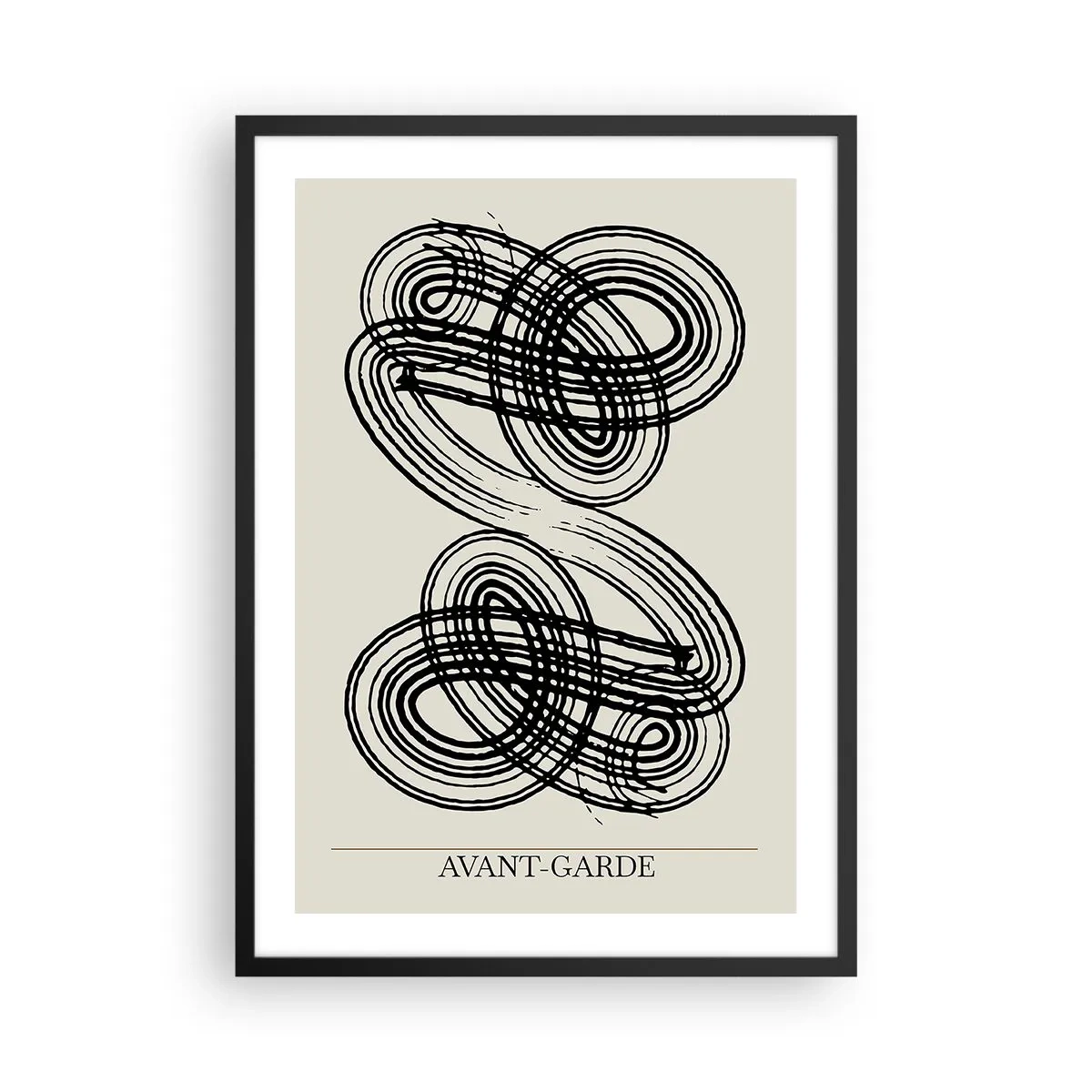 Poster in een zwarte lijst - Abstracte compositie van avant-garde lijnen - 50x70cm - Het kwam er spontaan uit - Moderne wanddecoratie voor woonkamer en slaapkamer ARTTOR