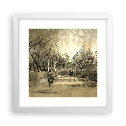 Poster in een witte lijst - Een moment gestopt met een veer - 30x30 cm