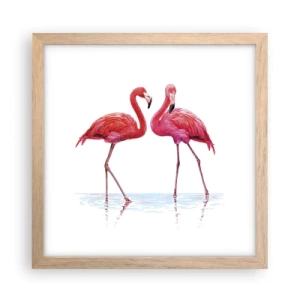 Een poster in een licht eiken lijst - Roze randez-vous - 30x30 cm