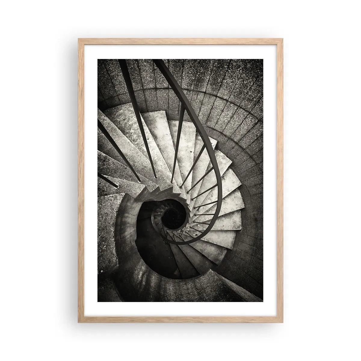 Een poster in een licht eiken lijst - De trap op, de trap af - 50x70 cm