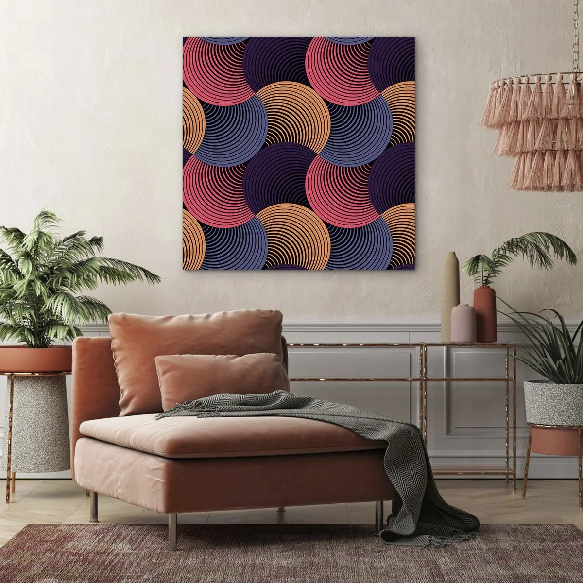 Schilderen op canvas - In een cirkelvormig ritme - 30x30 cm