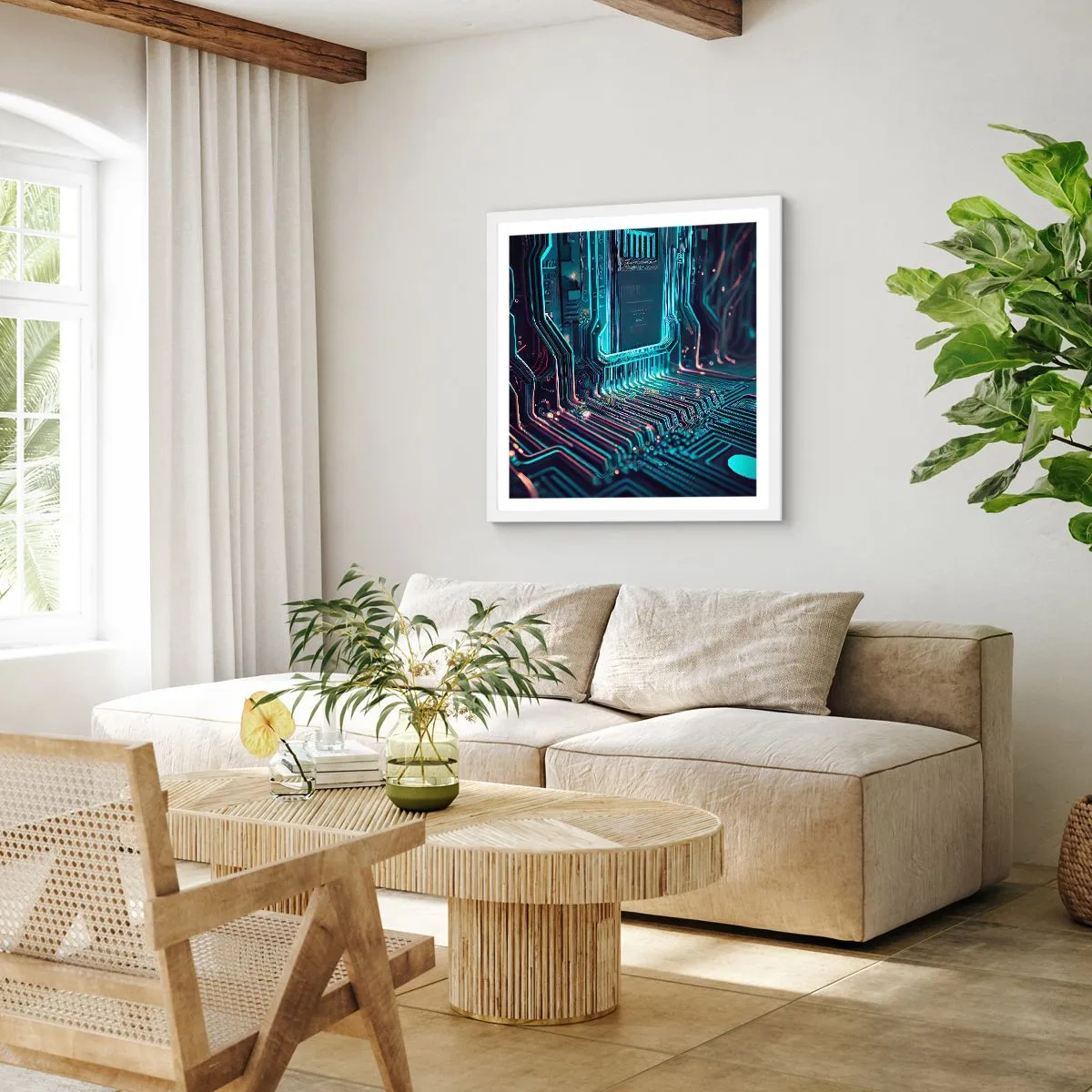Poster in een witte lijst - Ik ben aan het denken… - 60x60 cm