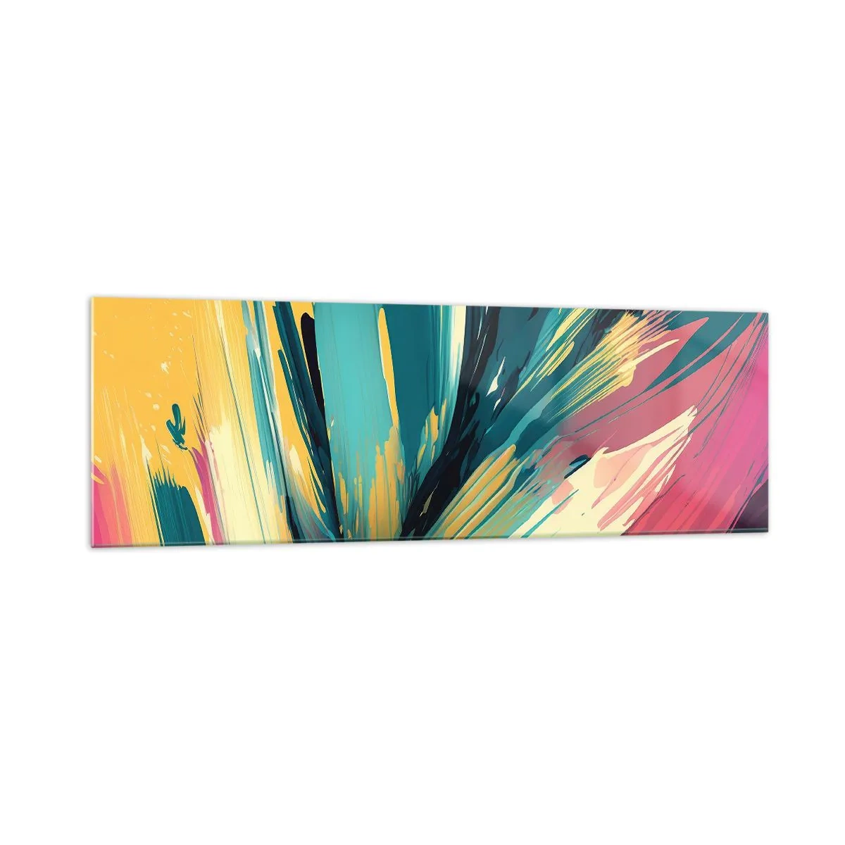Schilderen op glas - Compositie – een explosie van vreugde - 160x50 cm