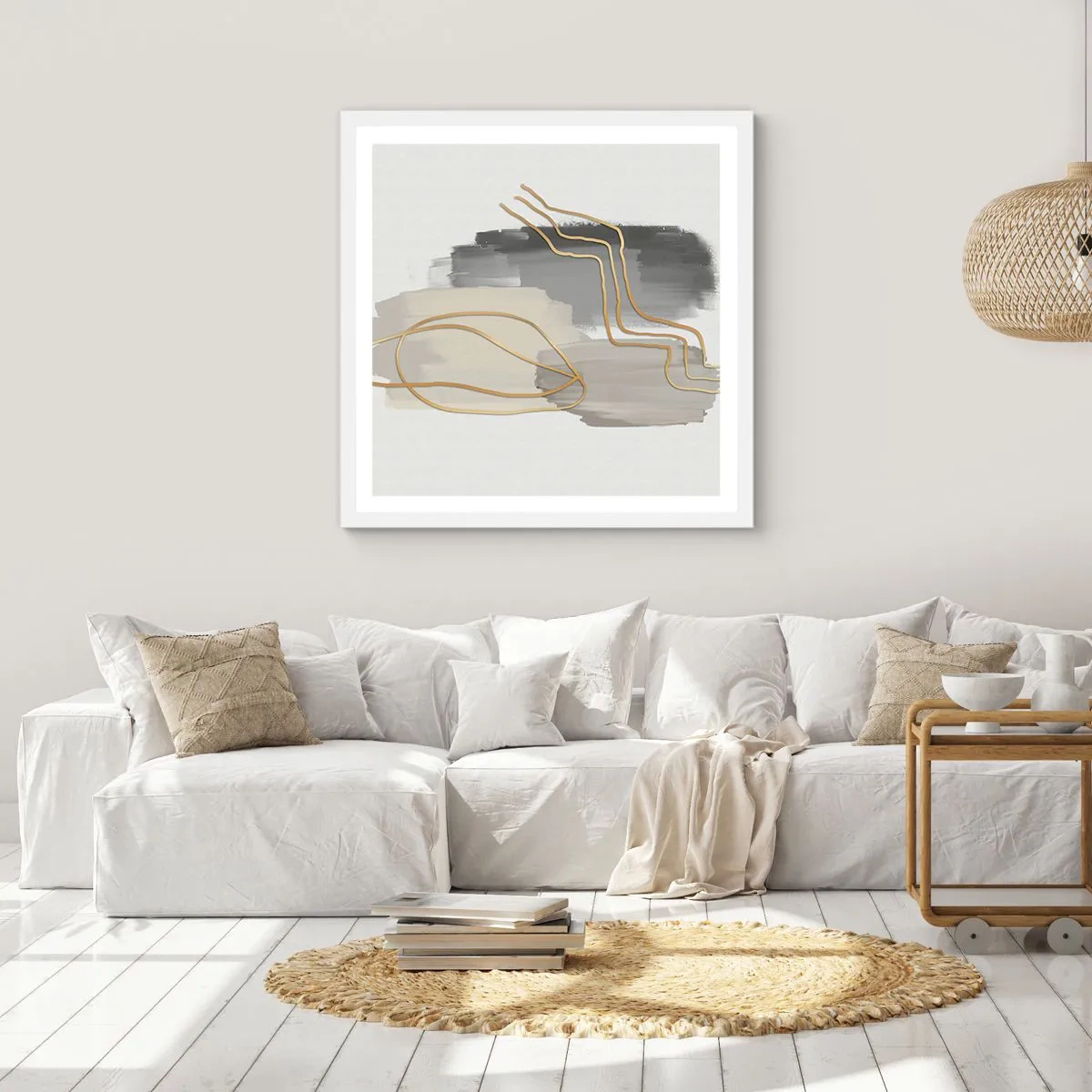 Poster in een witte lijst - Duur en beweging - 50x50 cm