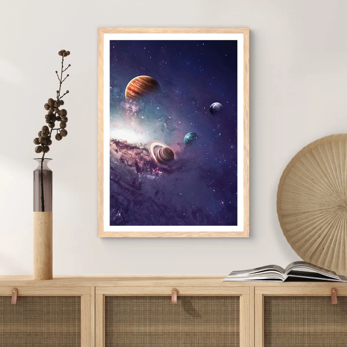 Een poster in een licht eiken lijst - Zonne-dans systeem - 50x70 cm