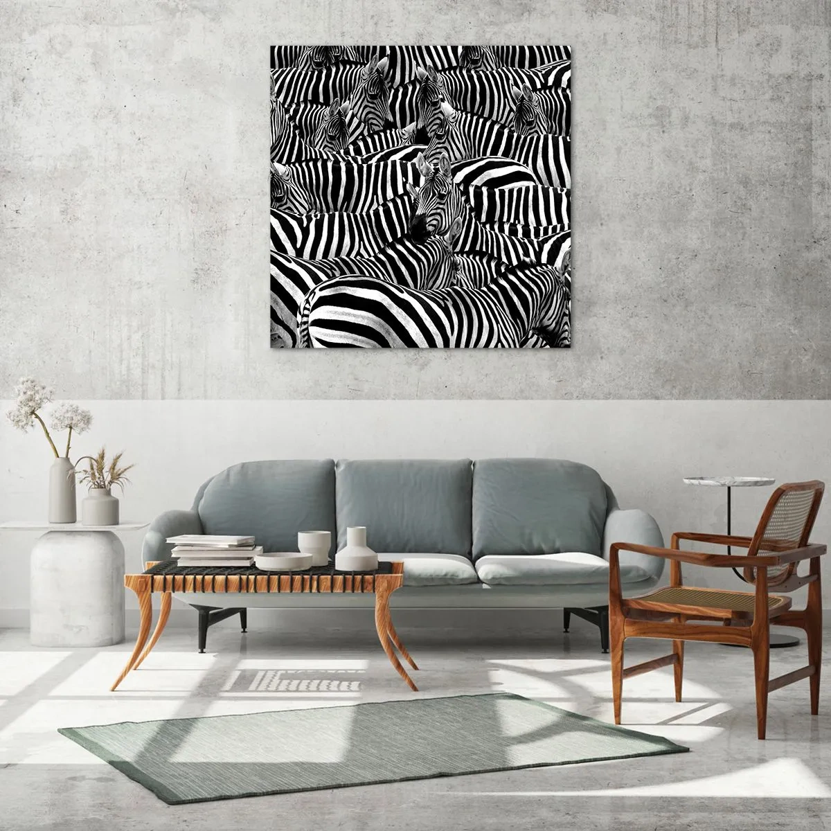 Schilderen op glas - Groepsportret met strepen - 60x60 cm