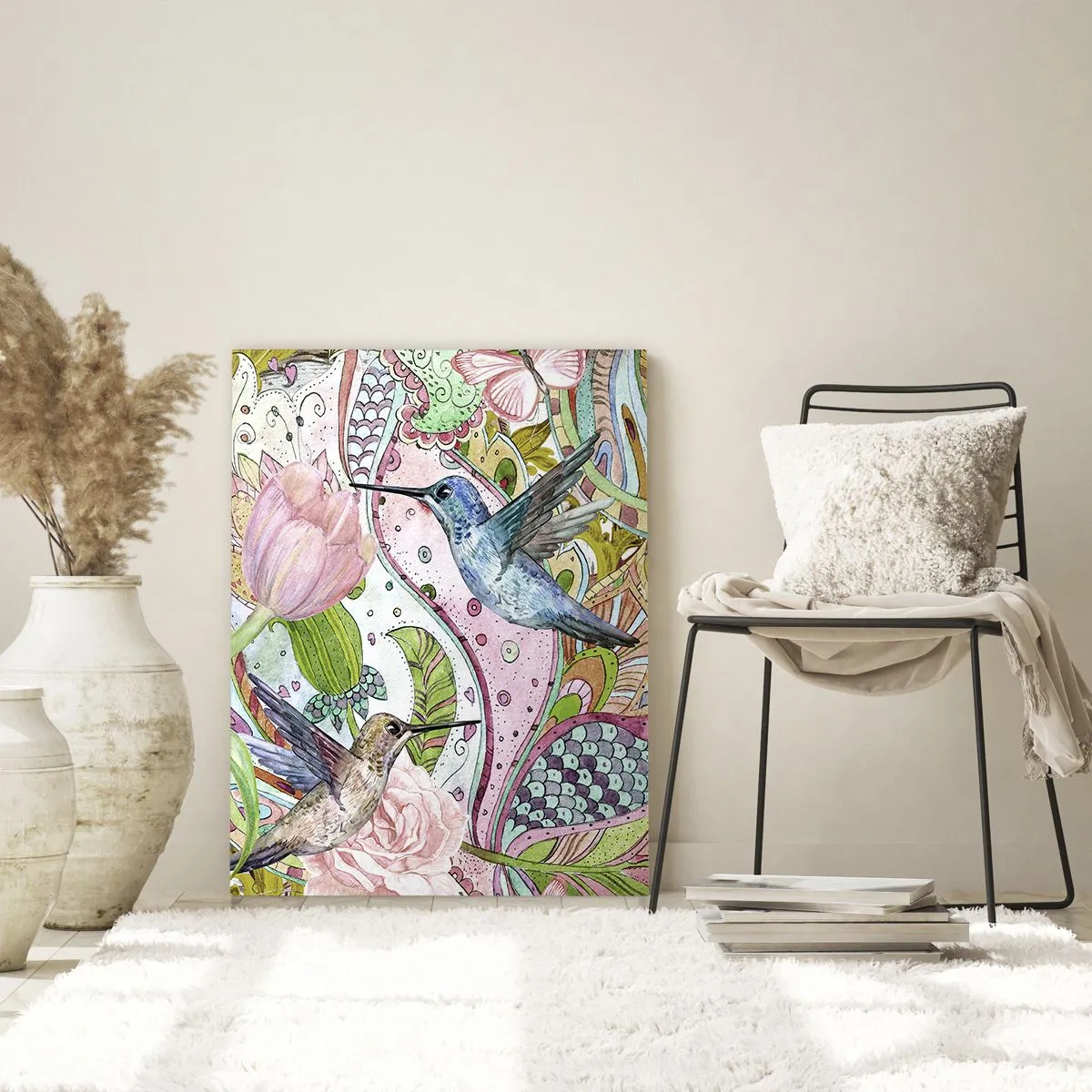 Schilderen op glas - Verstrikt in wijnstokken - 80x120 cm