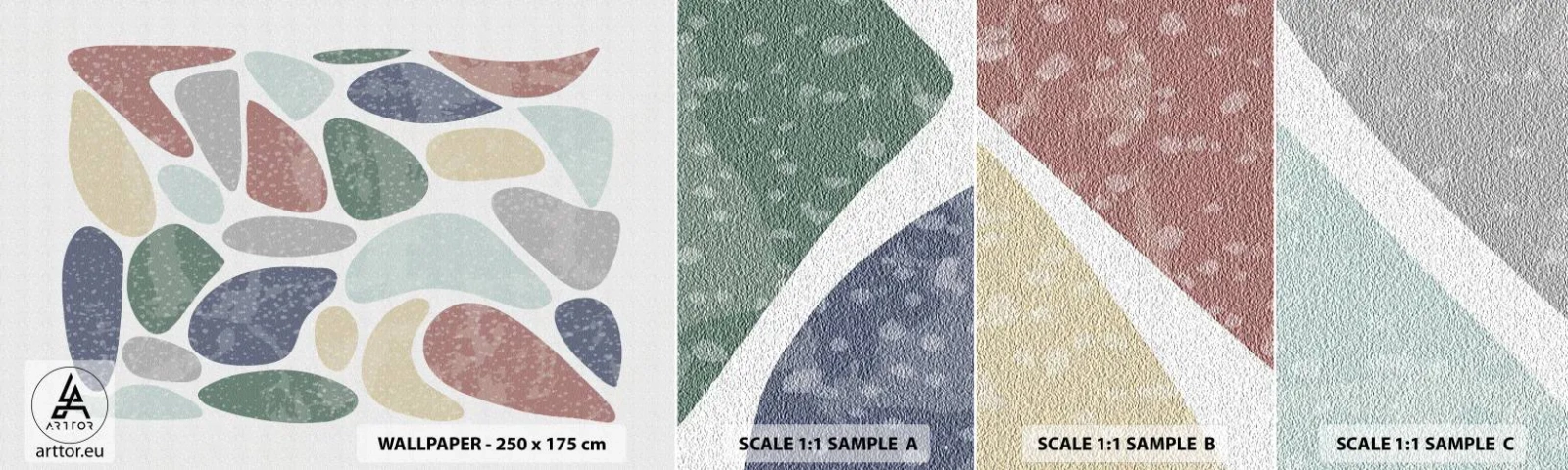 Fotobehang Staaltje Standard Eco - Een mozaïek van poederkleuren - Minimalisme, Pastel, Boho - 100x30 cm