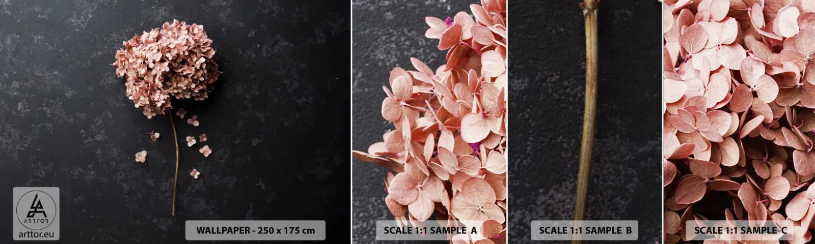 Fotobehang Monster Zelfklevend Deluxe Sticker - Een echt romantisch teken - Bloem, Hortensia, Natuur - 100x30 cm