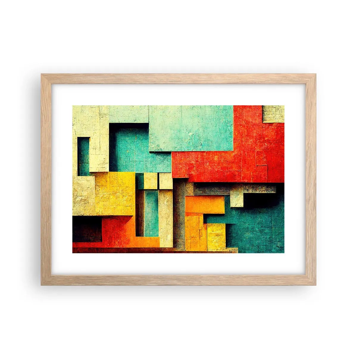 Een poster in een licht eiken lijst - Festival van rechte hoeken - 40x30 cm