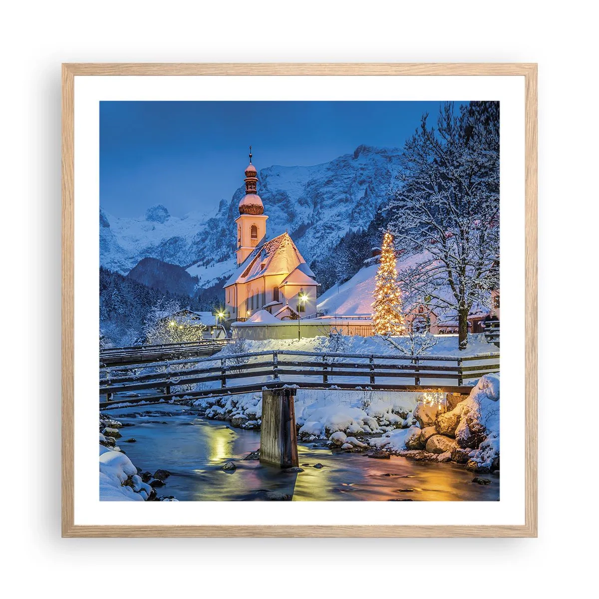 Een poster in een licht eiken lijst - Kerstgeest - 60x60 cm