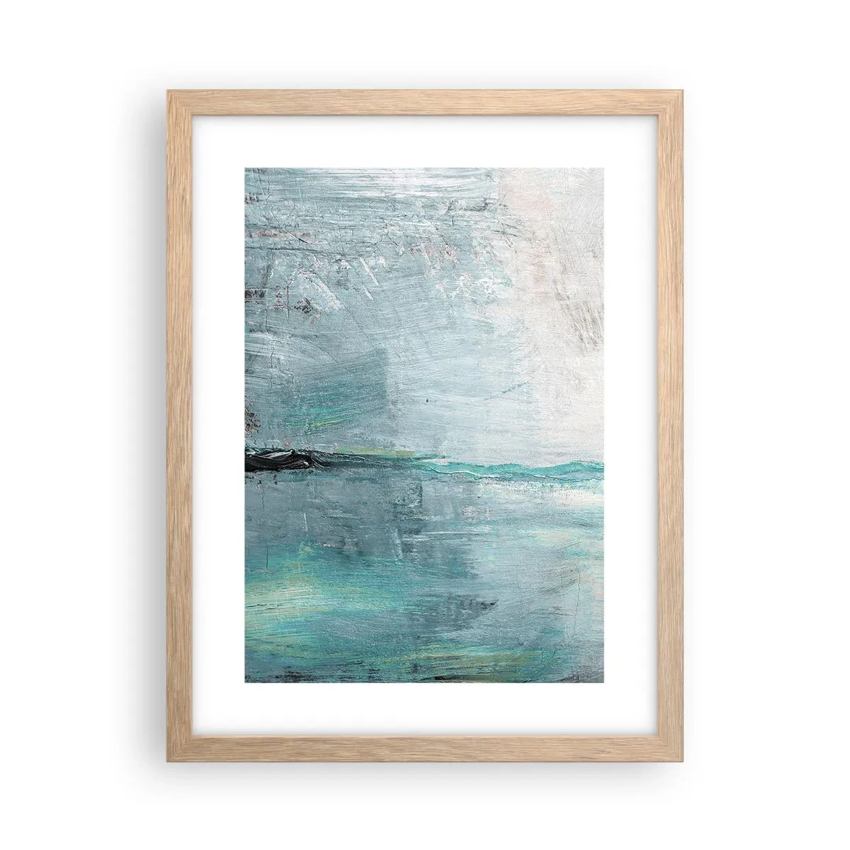 Een poster in een licht eiken lijst - Horizontaal in blauw - 30x40 cm