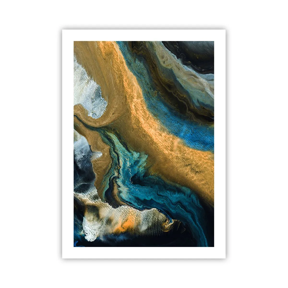 Poster - Blauw - geel - wederzijdse invloeden - 50x70 cm