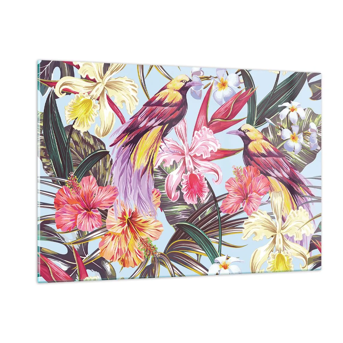 Schilderen op glas - Bloemblaadjes en veren - 120x80 cm