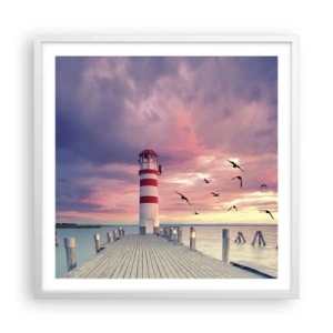 Poster in een witte lijst - Het is tijd naar de haven te gaan - 60x60 cm