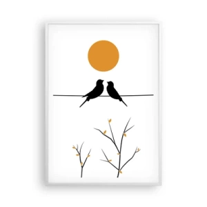 Poster in een witte lijst - Nachtegalen avond - 70x100 cm