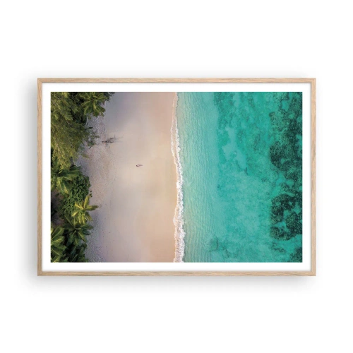 Een poster in een licht eiken lijst - Paradijsstrand - 100x70 cm