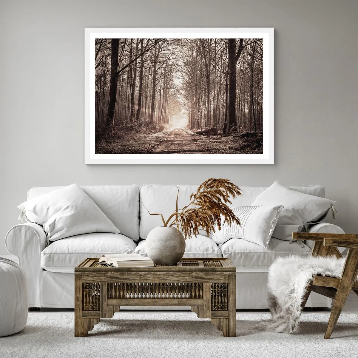 Poster in een witte lijst - Boskathedraal - 40x40 cm